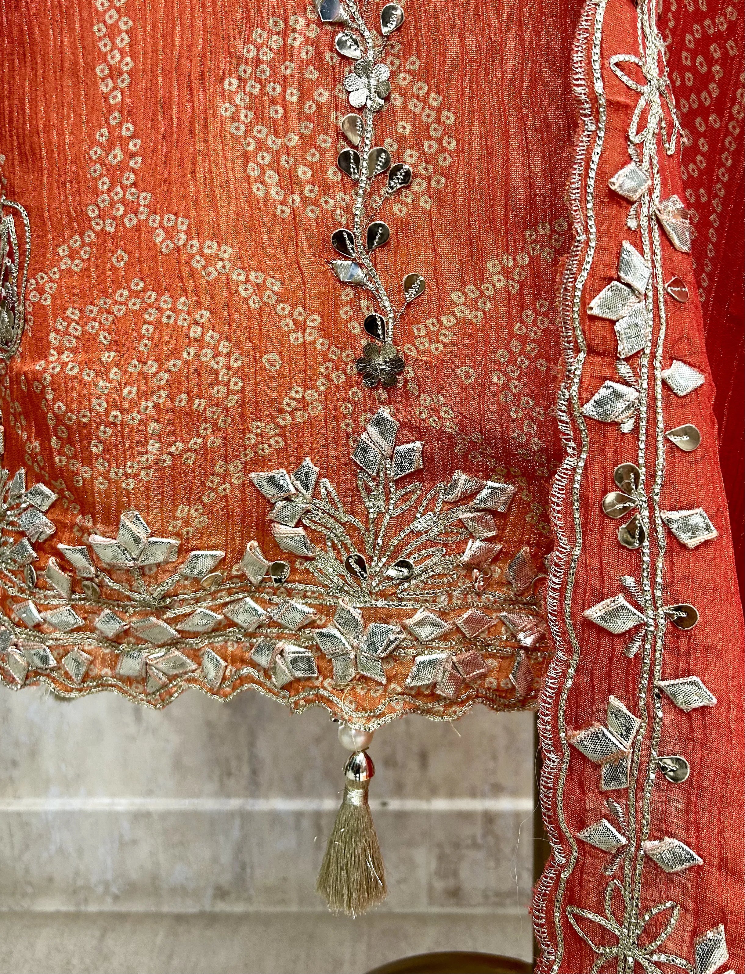 Crush Tissue Unstitched Suit Set With Crush Tissue Dupatta