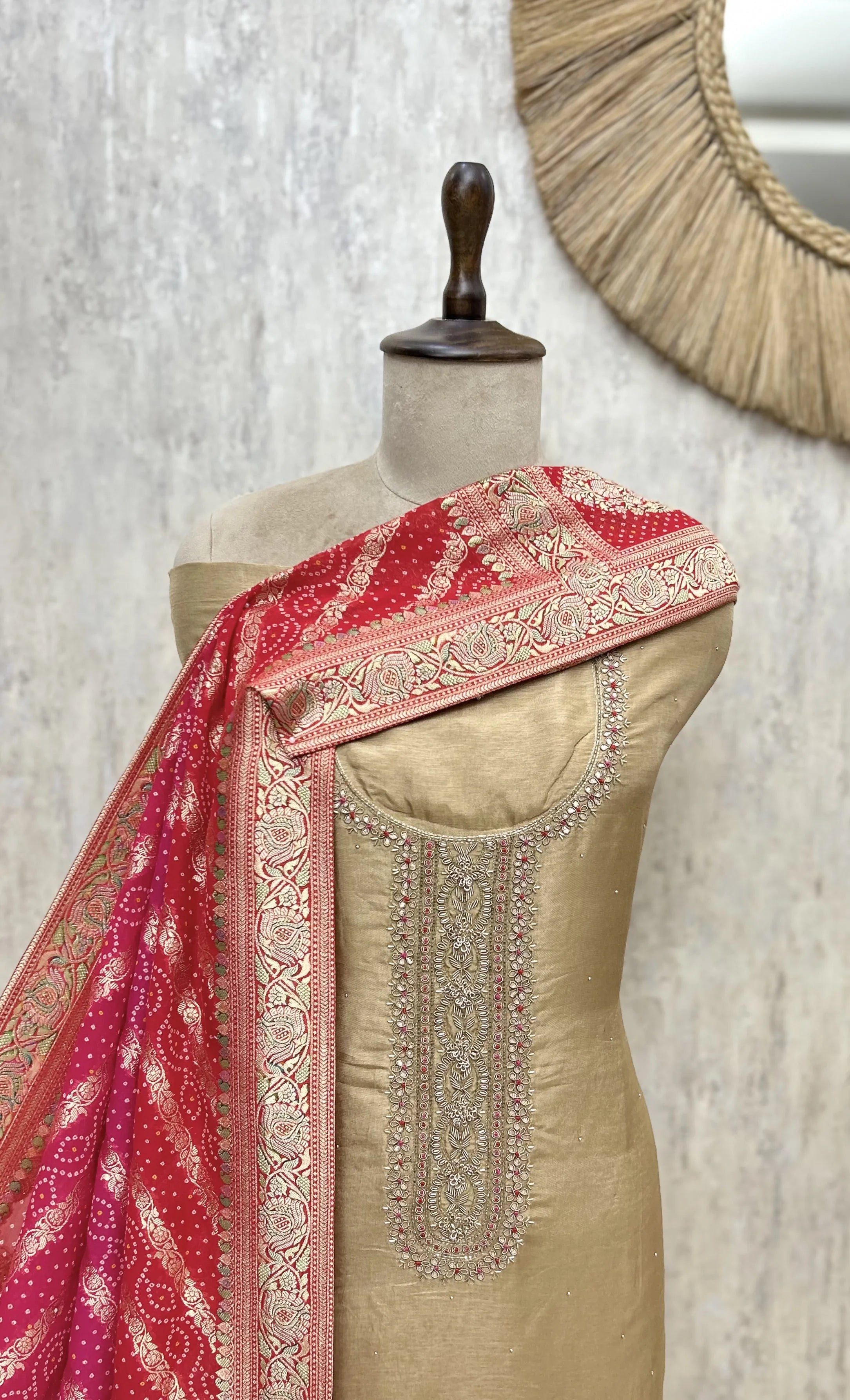 Elegant Tissue Silk Unstitched Suit