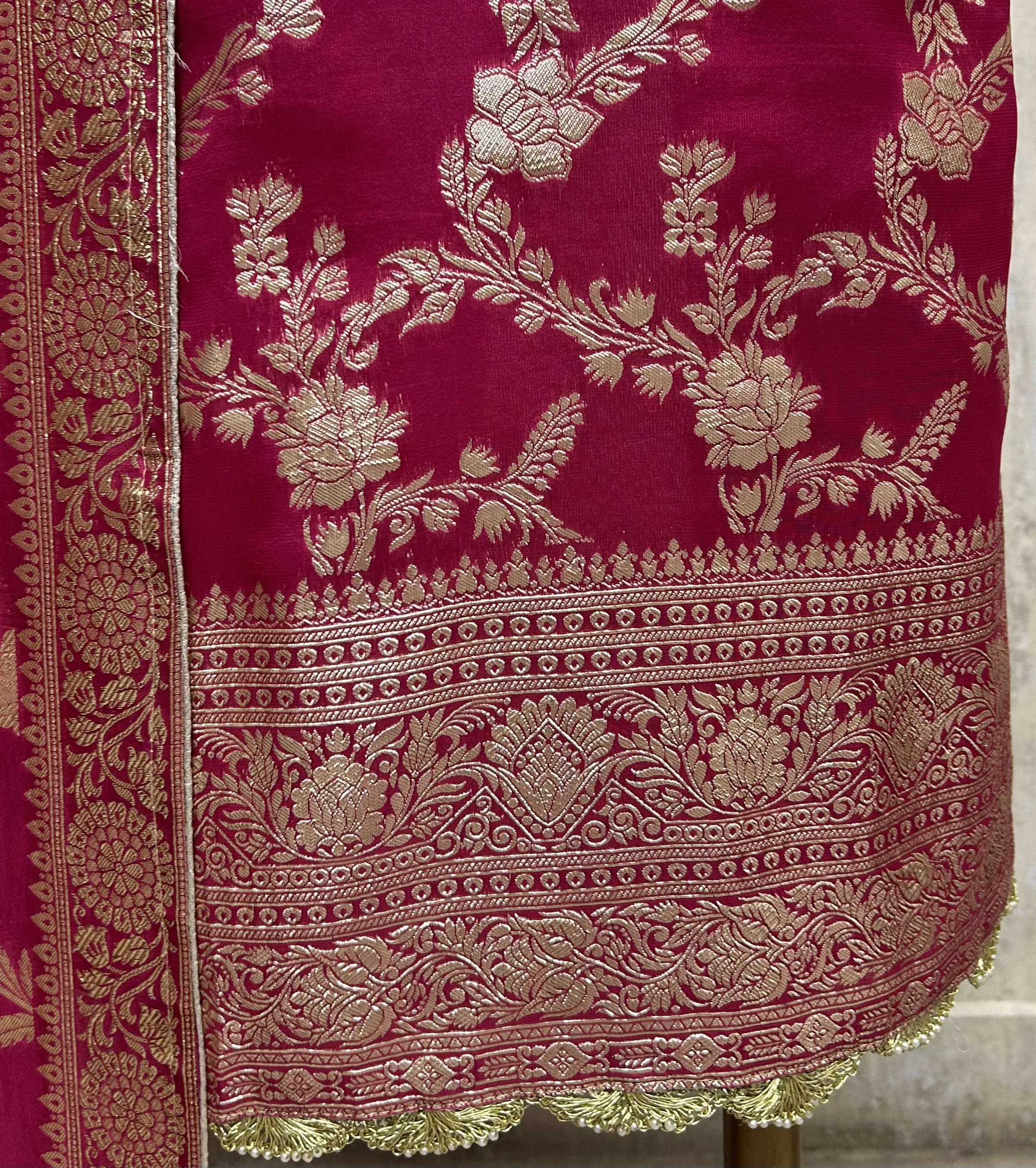 Emerald Floral Elegance Organza Unstitched Suit