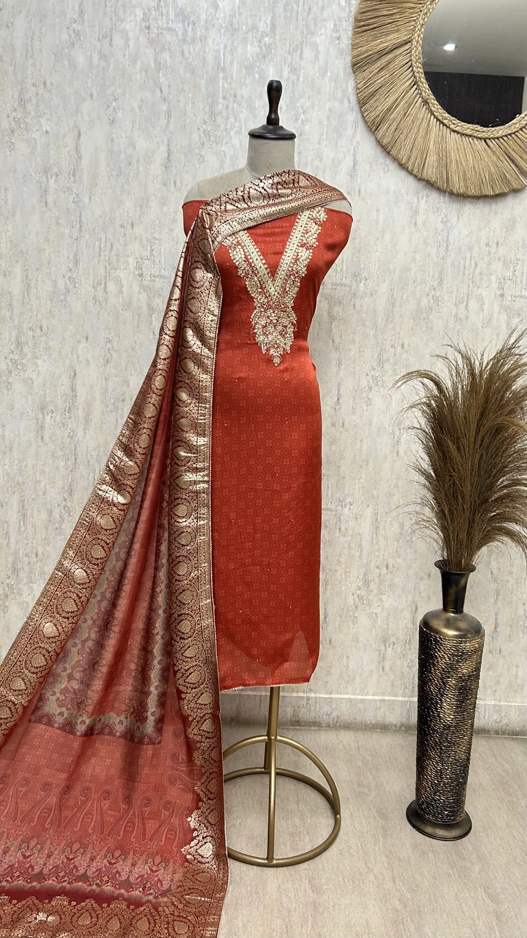Royal Red Zari Elegance Unstitched Suit