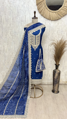 Russian Silk Embroidered Unstitched Suit
