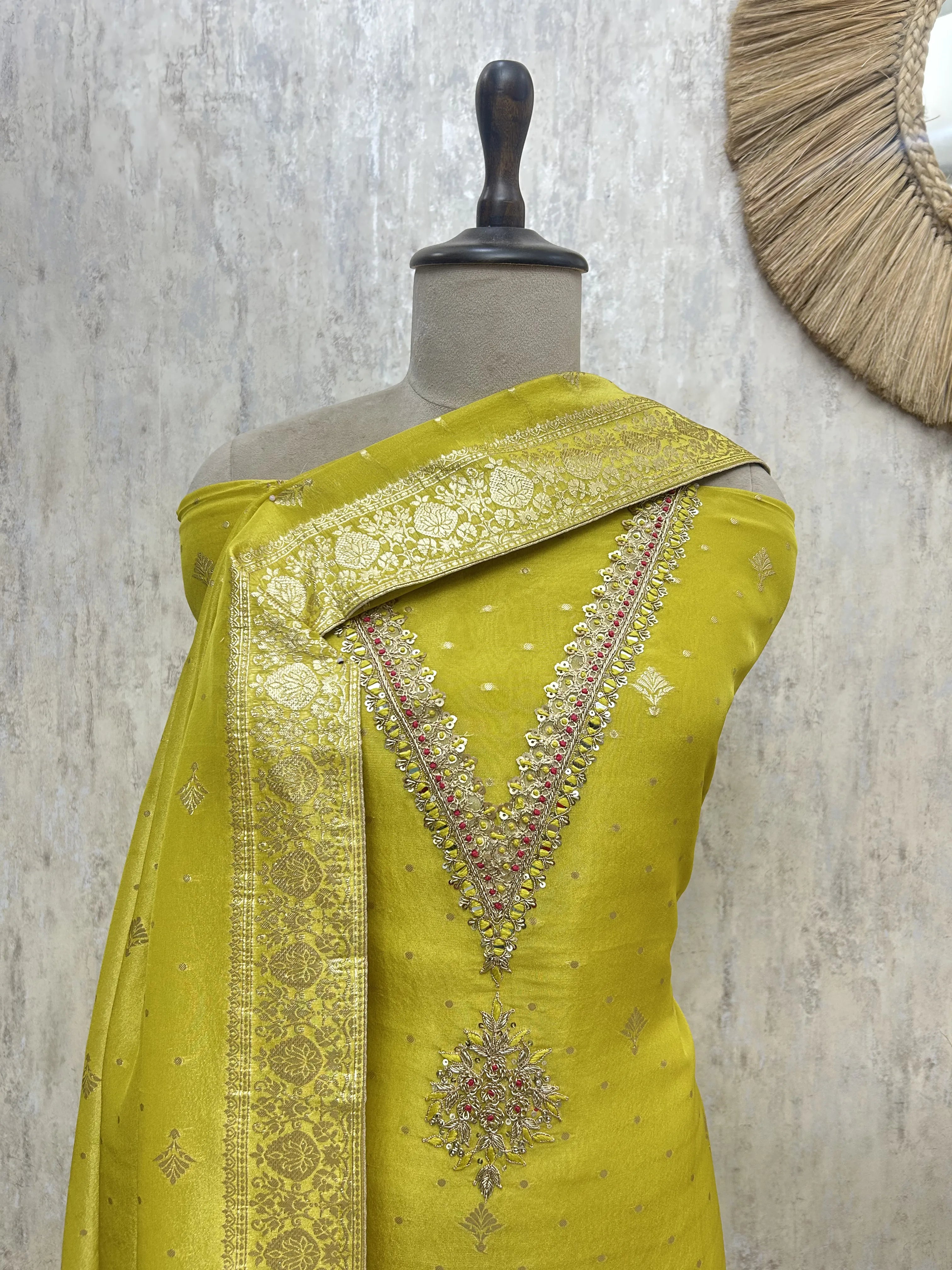 Sunshine Elegance Tissue Unstitched Suit