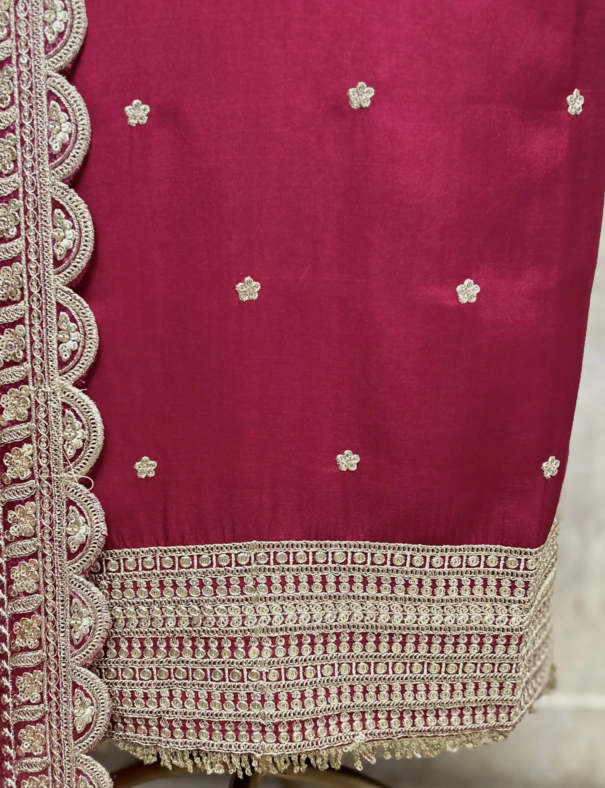 Russian Silk Embroidered Unstitched Suit