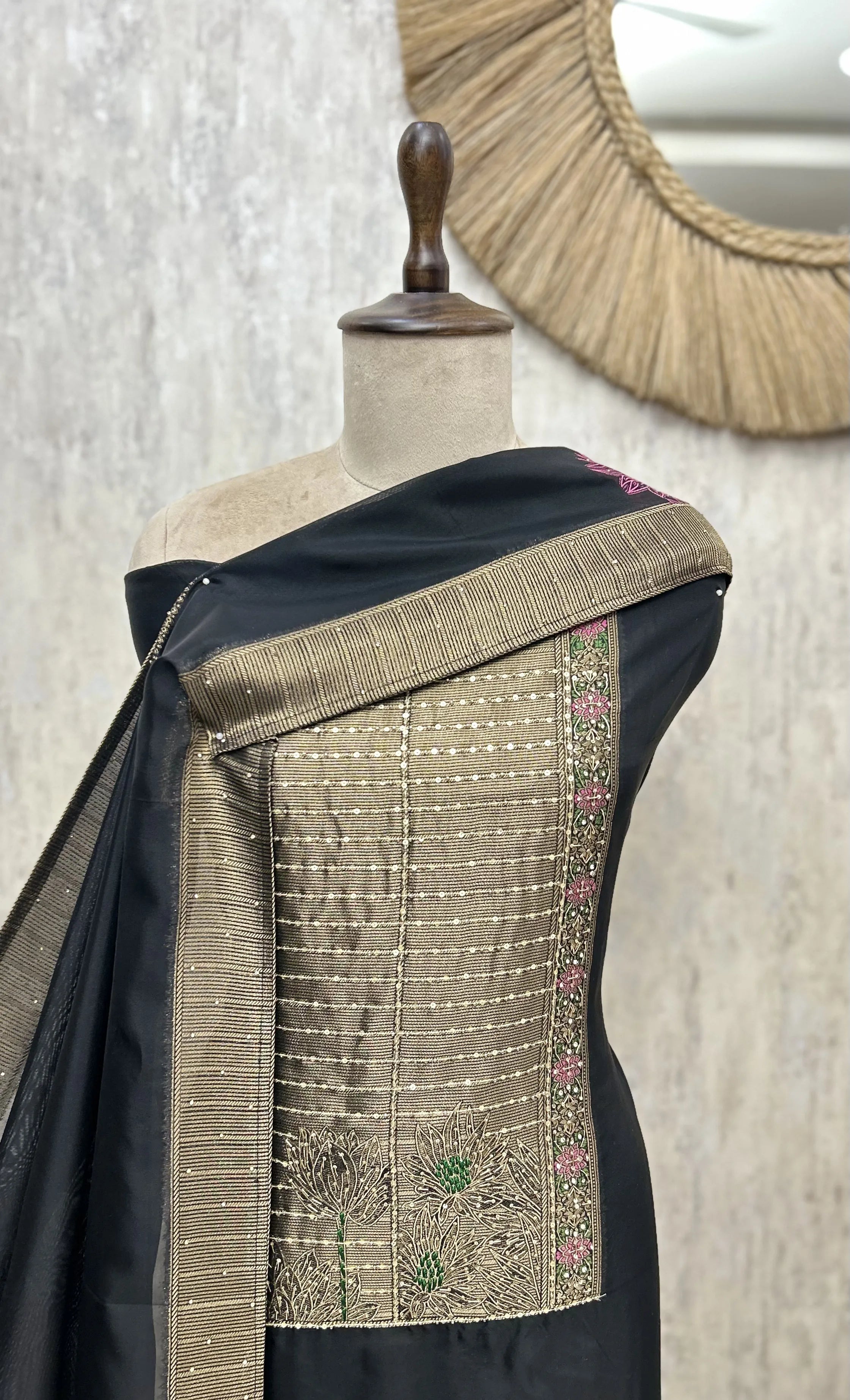 Timeless Kanjivaram Silk Floral Elegance Unstitched Suit