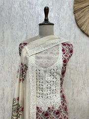Elegant Floral Ethnic mul cotton Unstitched Suit