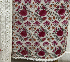 Elegant Floral Ethnic mul cotton Unstitched Suit