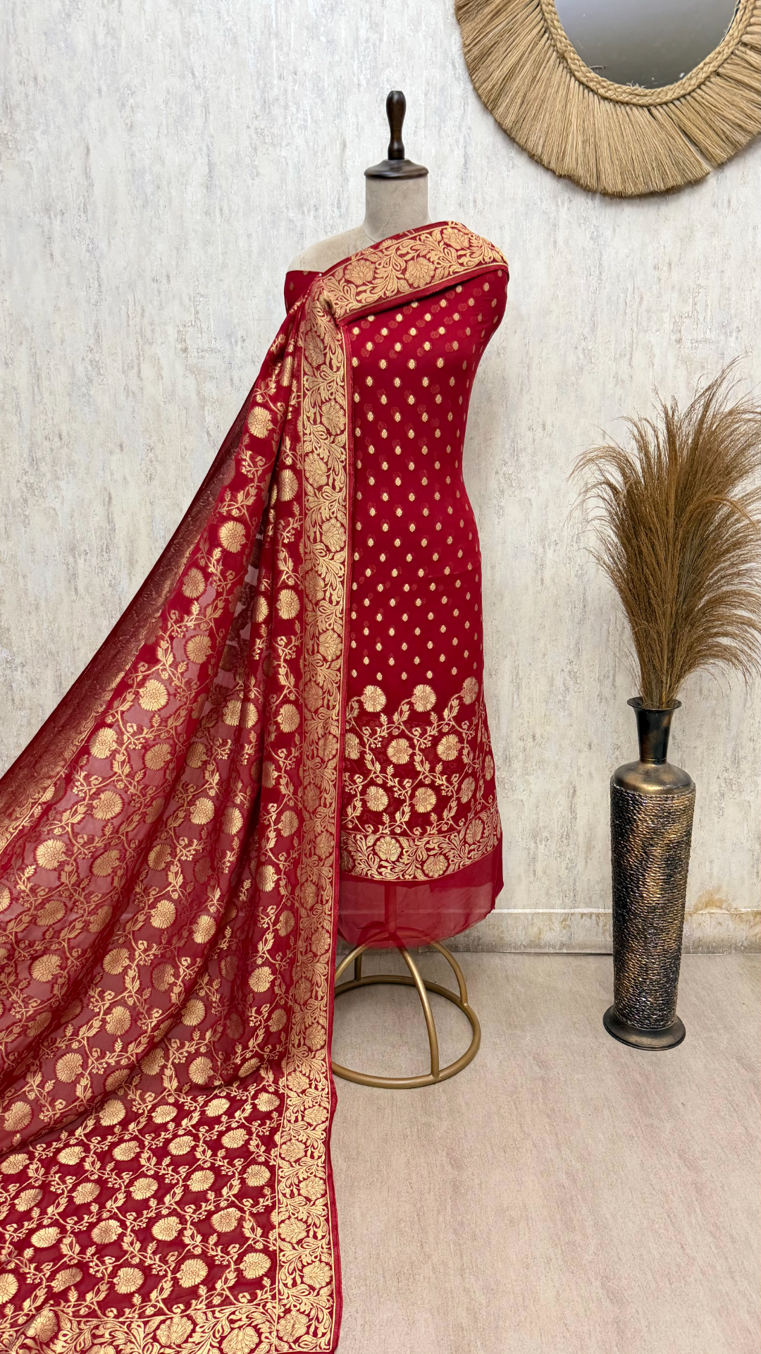 Heritage Woven Elegance Khadi Georgette Unstitched Suits