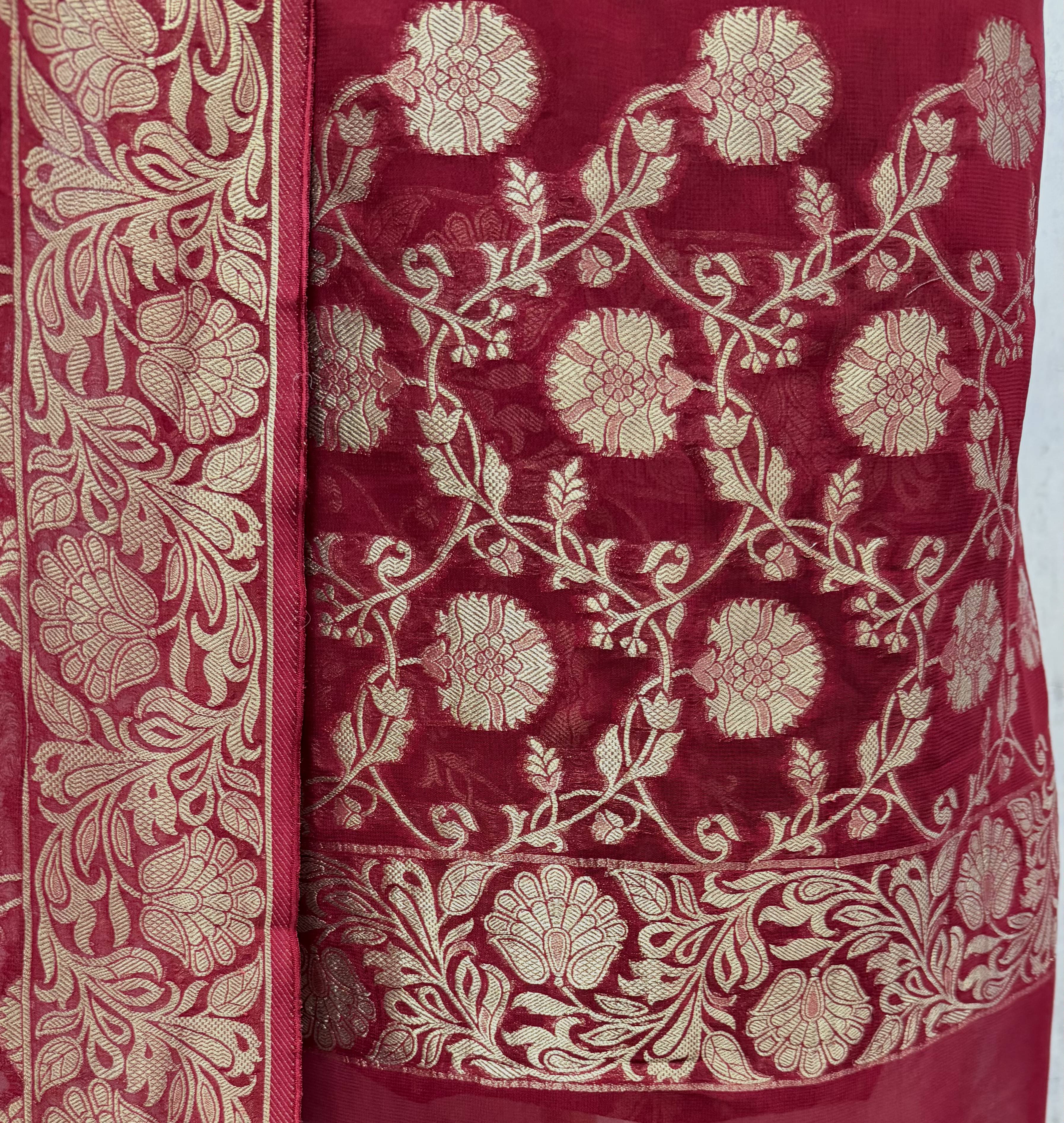 Heritage Woven Elegance Khadi Georgette Unstitched Suits