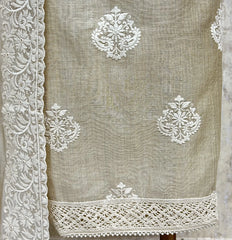 Pure Ivory Beauty Linen Unstitched Suit