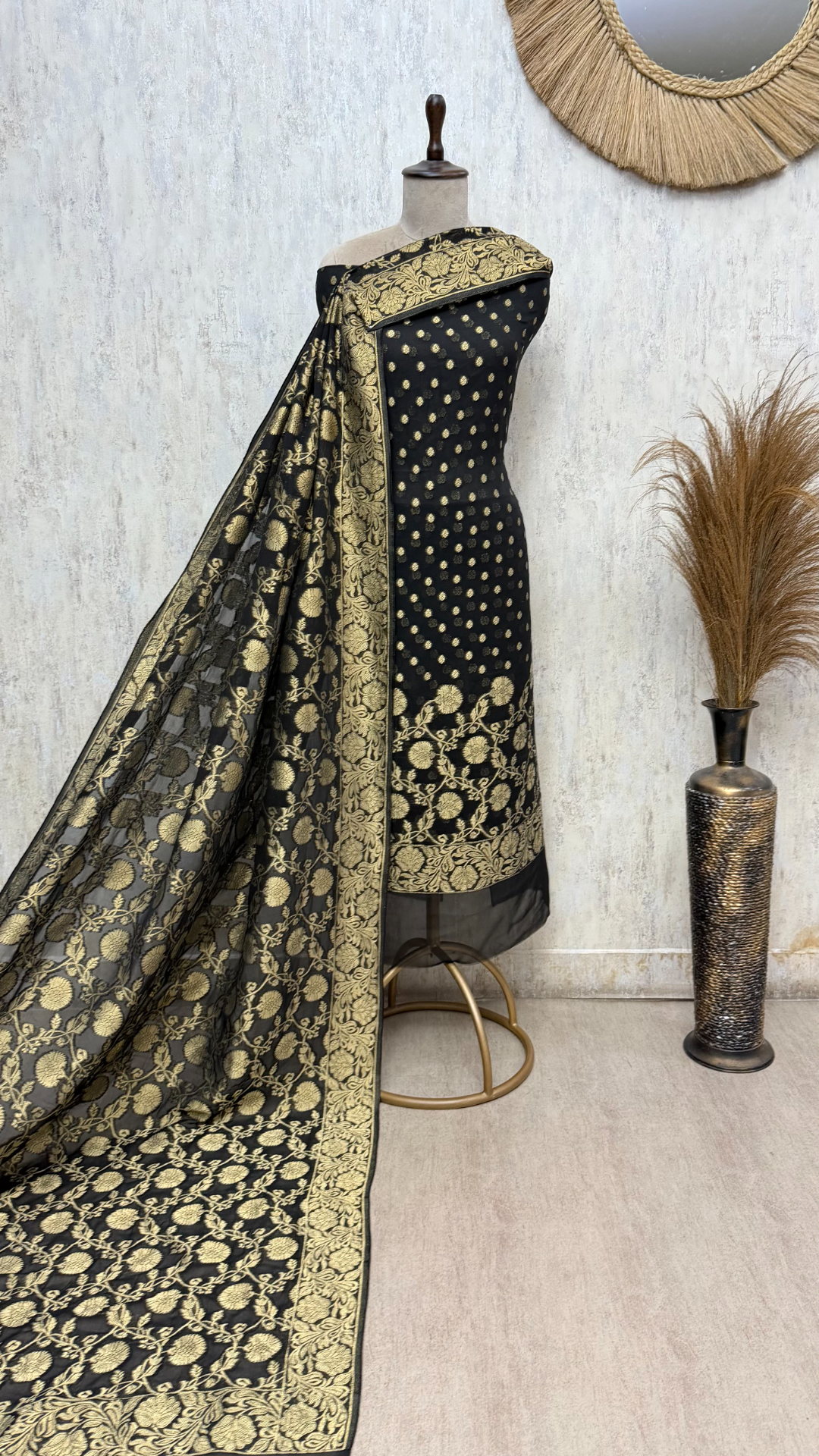Heritage Woven Elegance Khadi Georgette Unstitched Suits