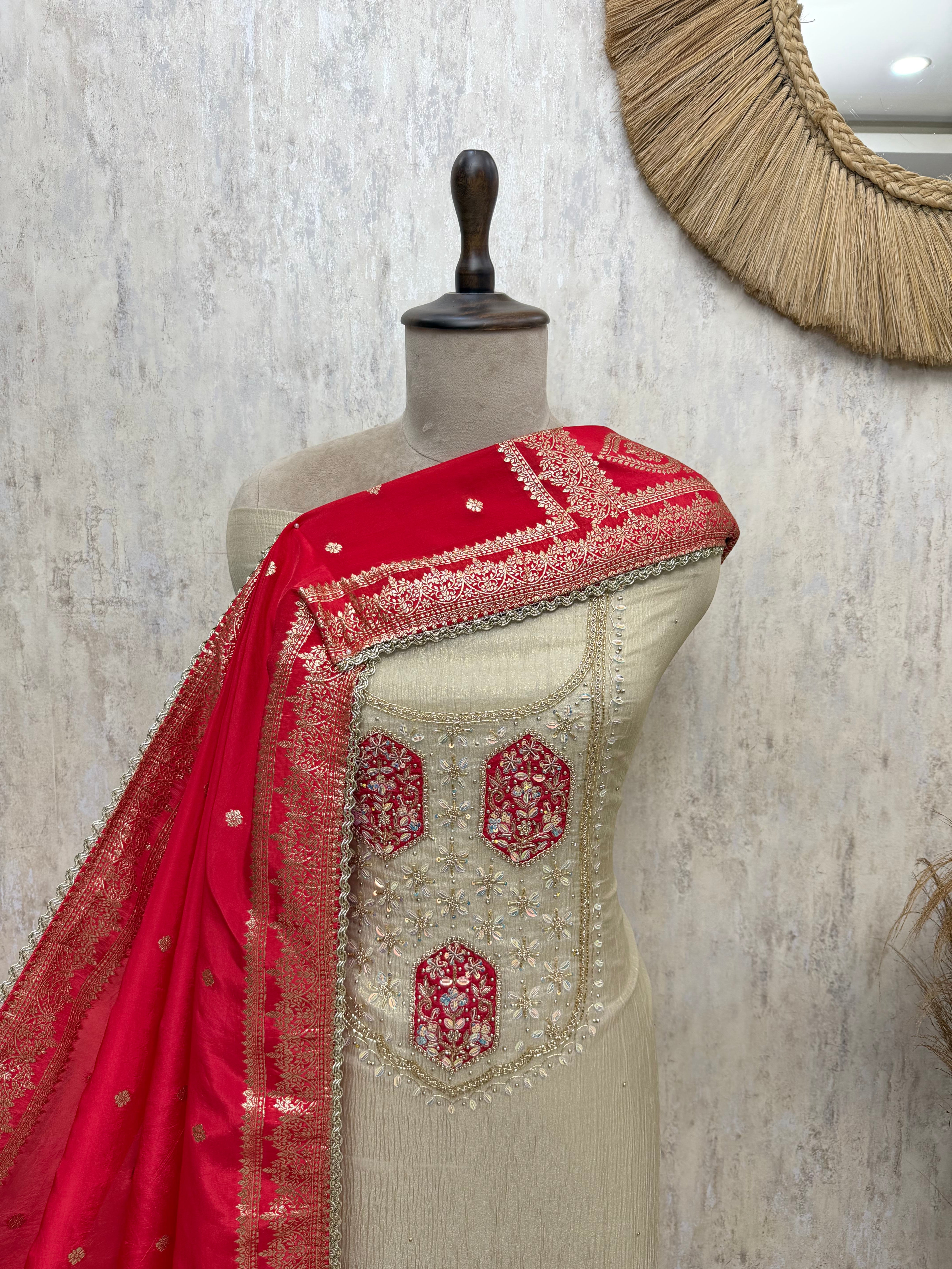 Royale Crush Tissue Unstitched Suits