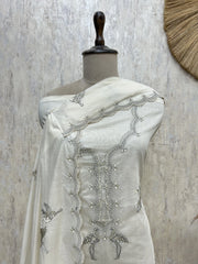 Ivory Threadwork Elegance Mul chanderi Unstitched Suit