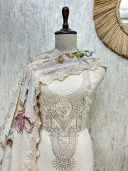 Midnight Floral Lace Elegance Organza Unstitched Suit