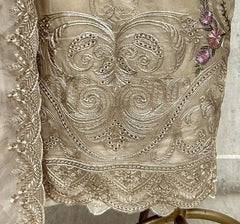 Midnight Floral Lace Elegance Organza Unstitched Suit