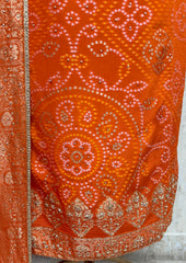 Elegant Bandhani Chinnon Unstitched Suit