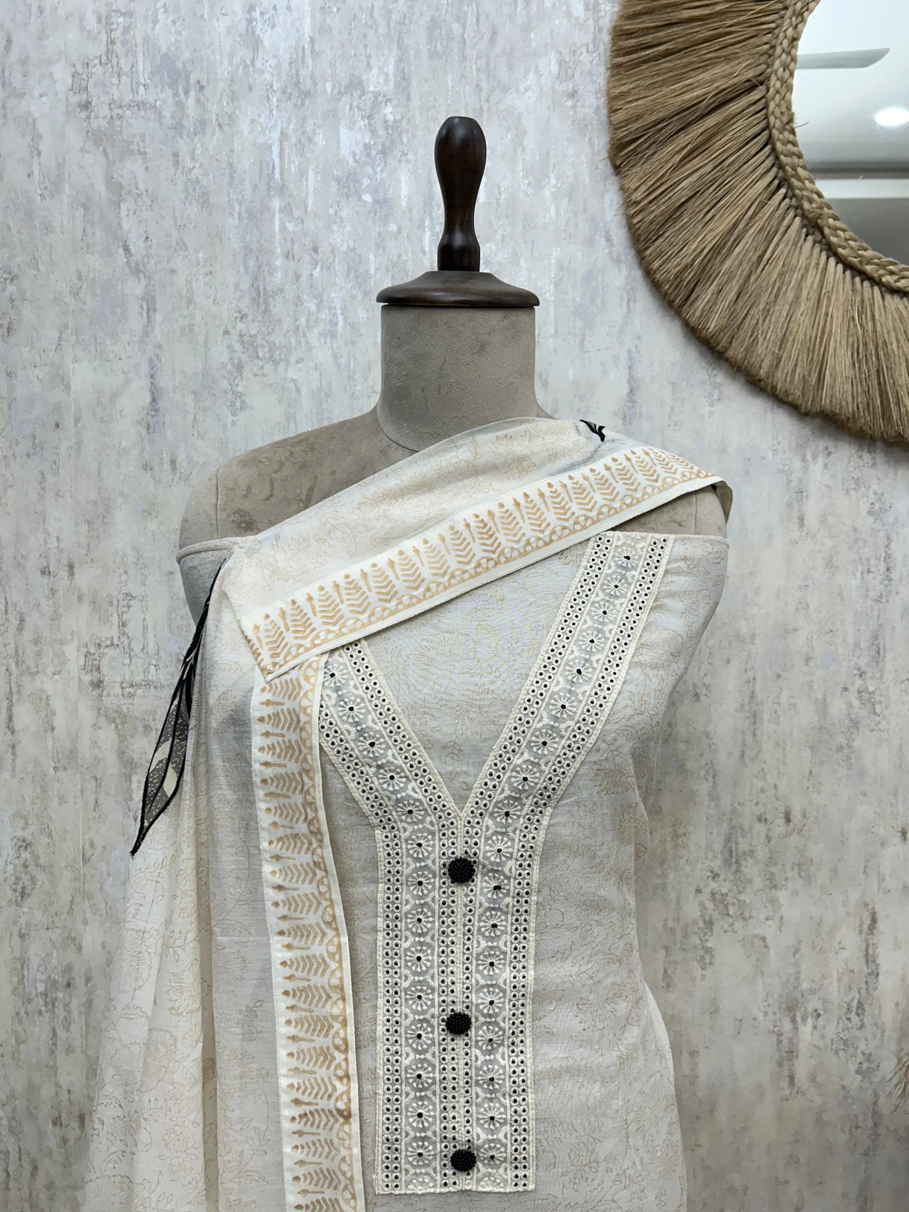 Classic White Grace Maheshwari Unstitched Suit