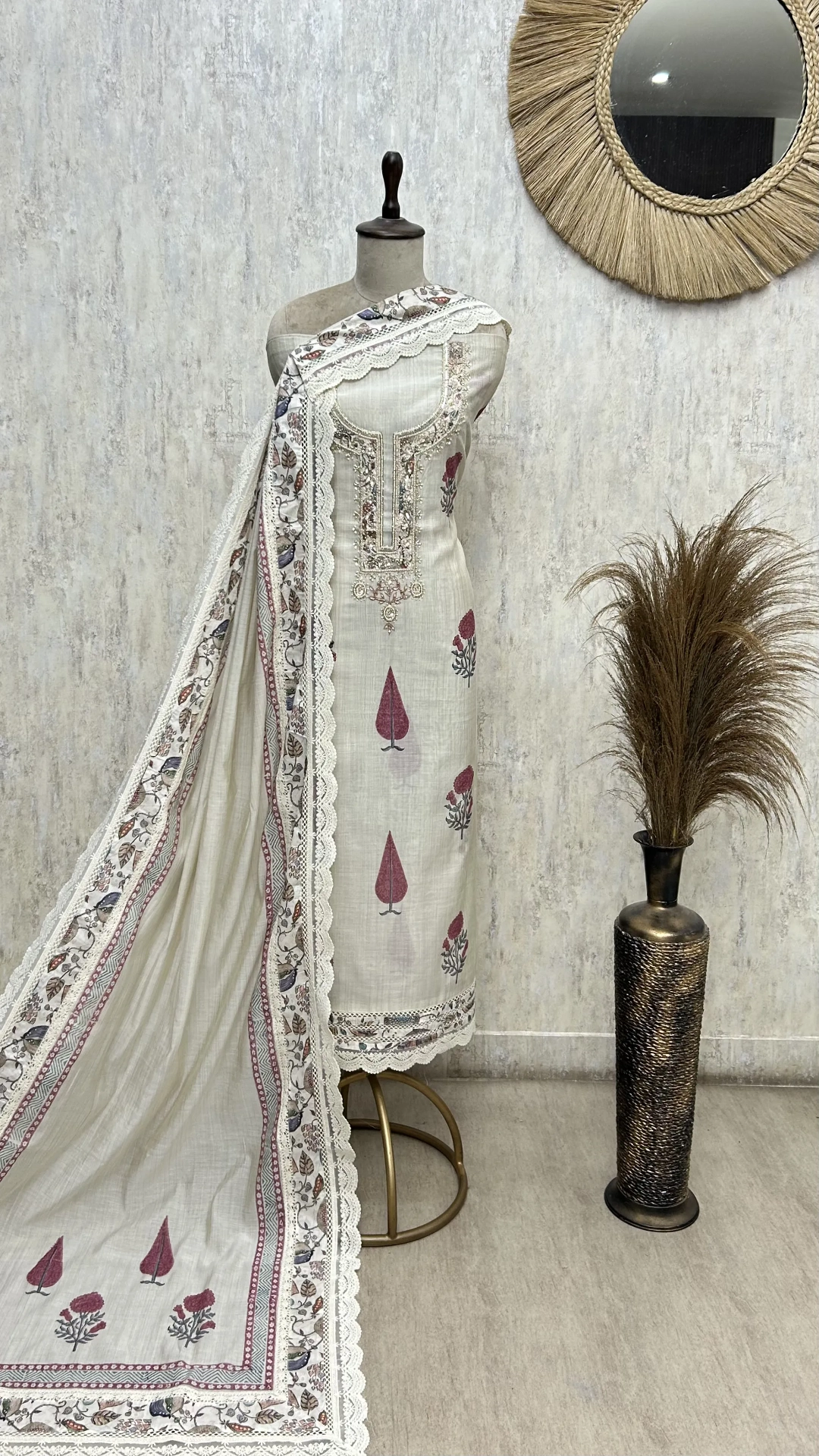 Elegant Essentials Mul chanderi Unstitched Suit
