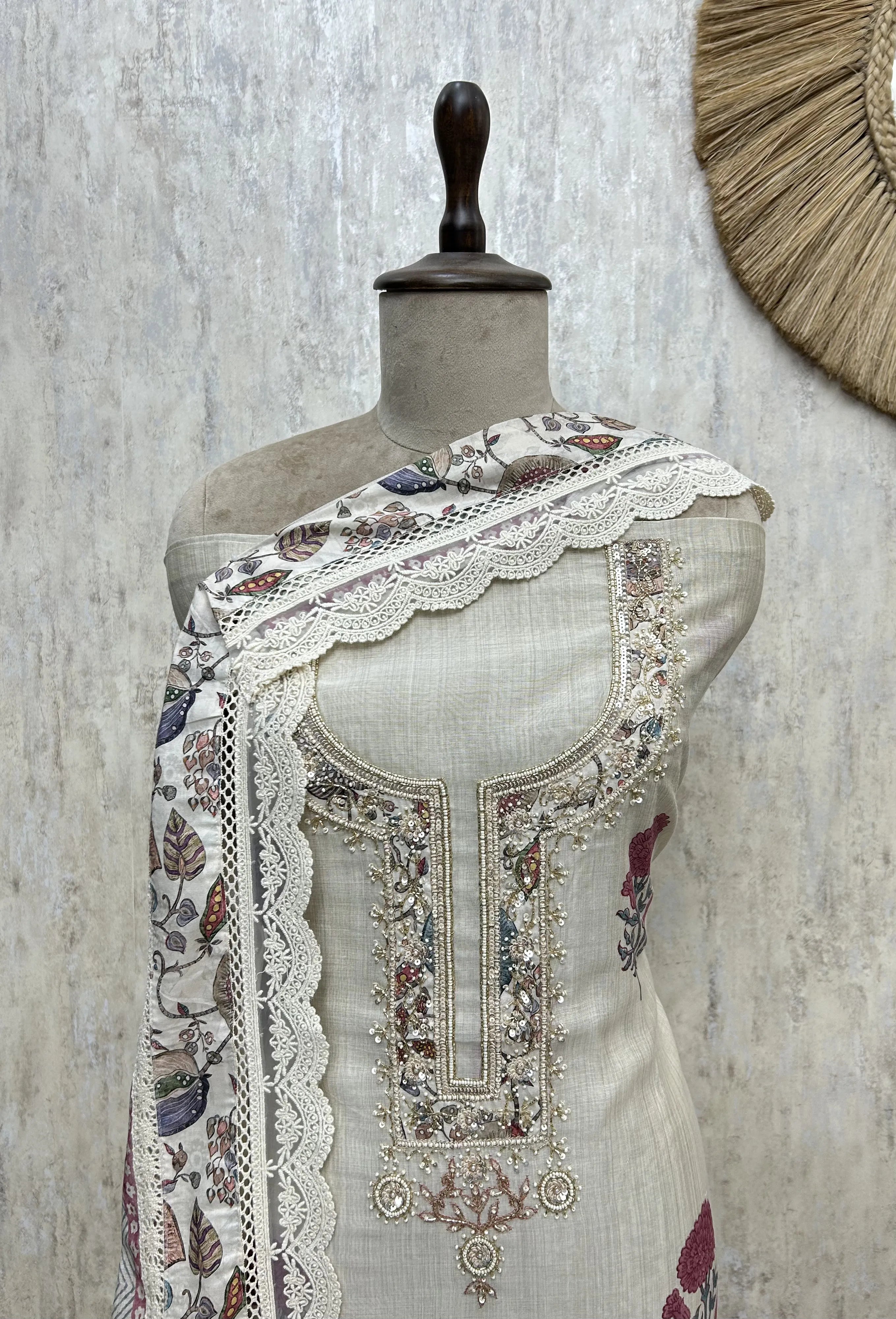 Elegant Essentials Mul chanderi Unstitched Suit