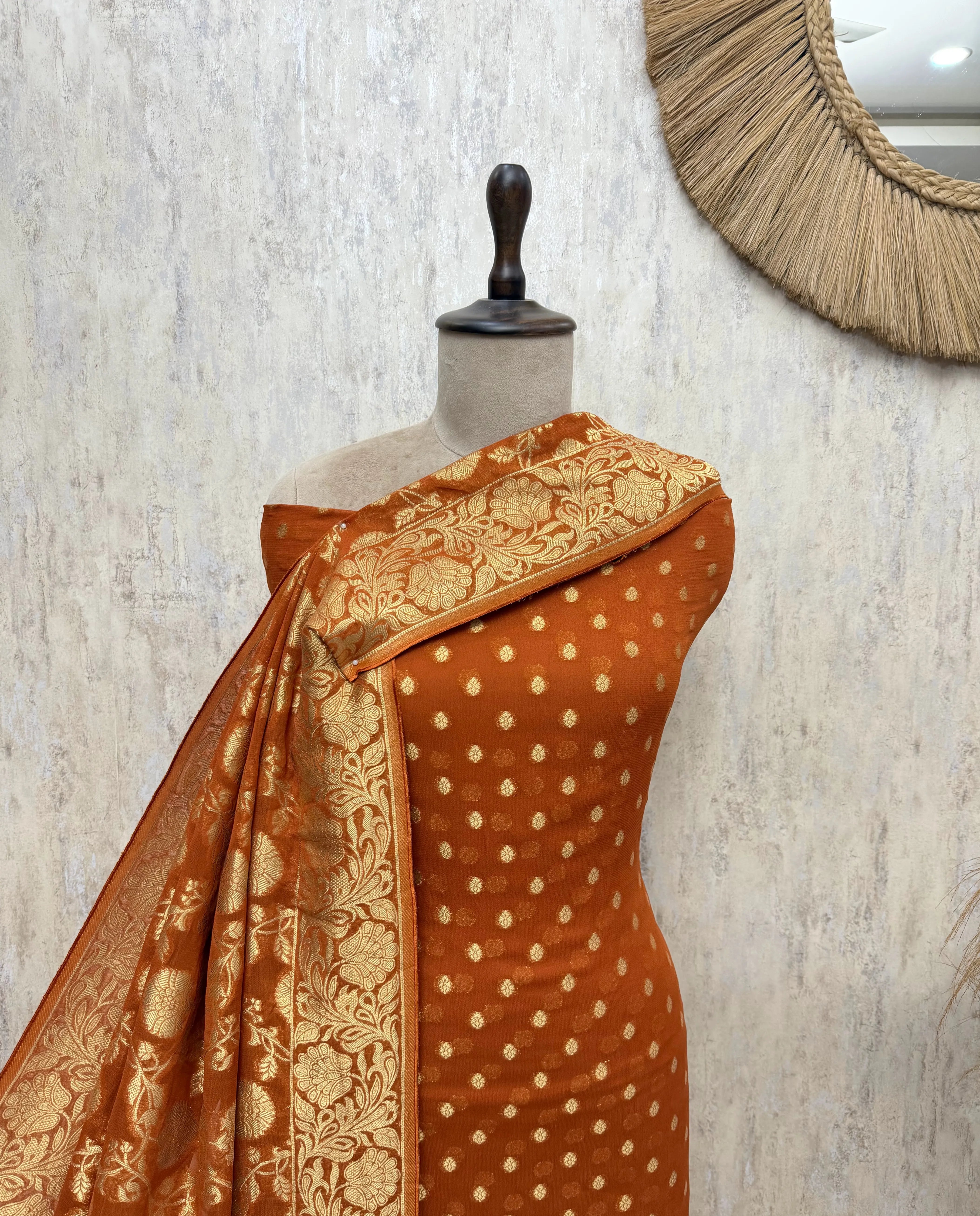 Heritage Woven Elegance Khaddi Georgette Unstitched Suits