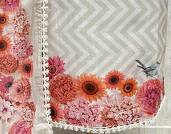 Soft Bloom Stripes Mul chanderi Unstitched Suit