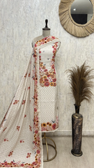 Soft Bloom Stripes Mul chanderi Unstitched Suit