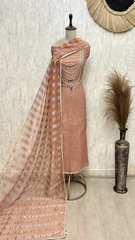 Elegant Crush Tissue with Organza Dupatta Unstitched Suits