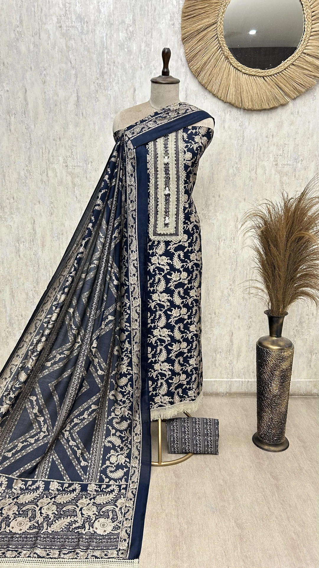 Elegant Ensemble Cotton Unstitched Suit