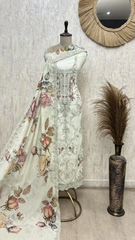 Sky Bloom Mul Elegance Unstitched Suit