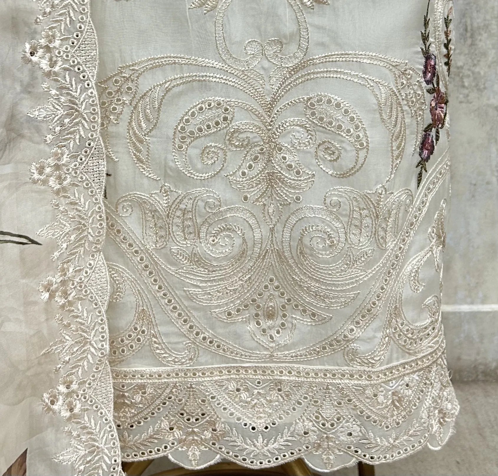 Midnight Floral Lace Elegance Organza Unstitched Suit