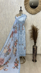 Sky Bloom Mul Elegance Unstitched Suit