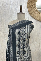 Midnight Floral Print Muslin Unstitched Suit