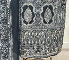 Midnight Floral Print Muslin Unstitched Suit