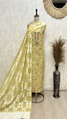 Elegant Jamdani Linen Unstitched Suit