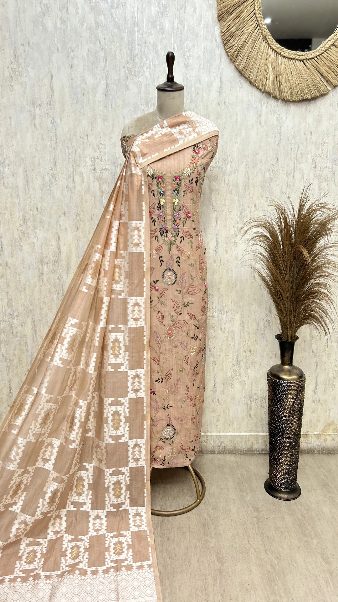 Elegant Jamdani Linen Unstitched Suit