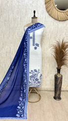 Timeless Jamdani Linen Unstitched Suit