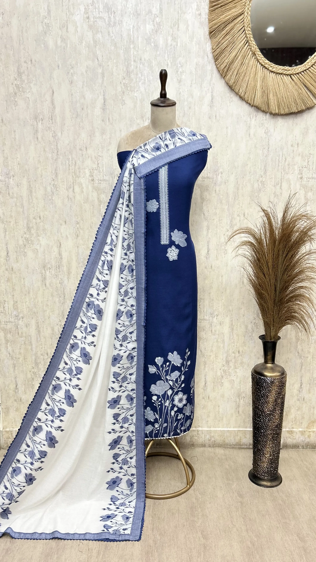 Timeless Jamdani Linen Unstitched Suit
