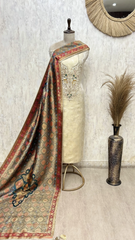 Regalia Cream Tissue Silk Unstitched Suit