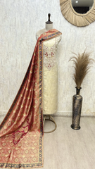 Regalia Cream Tissue Silk Unstitched Suit