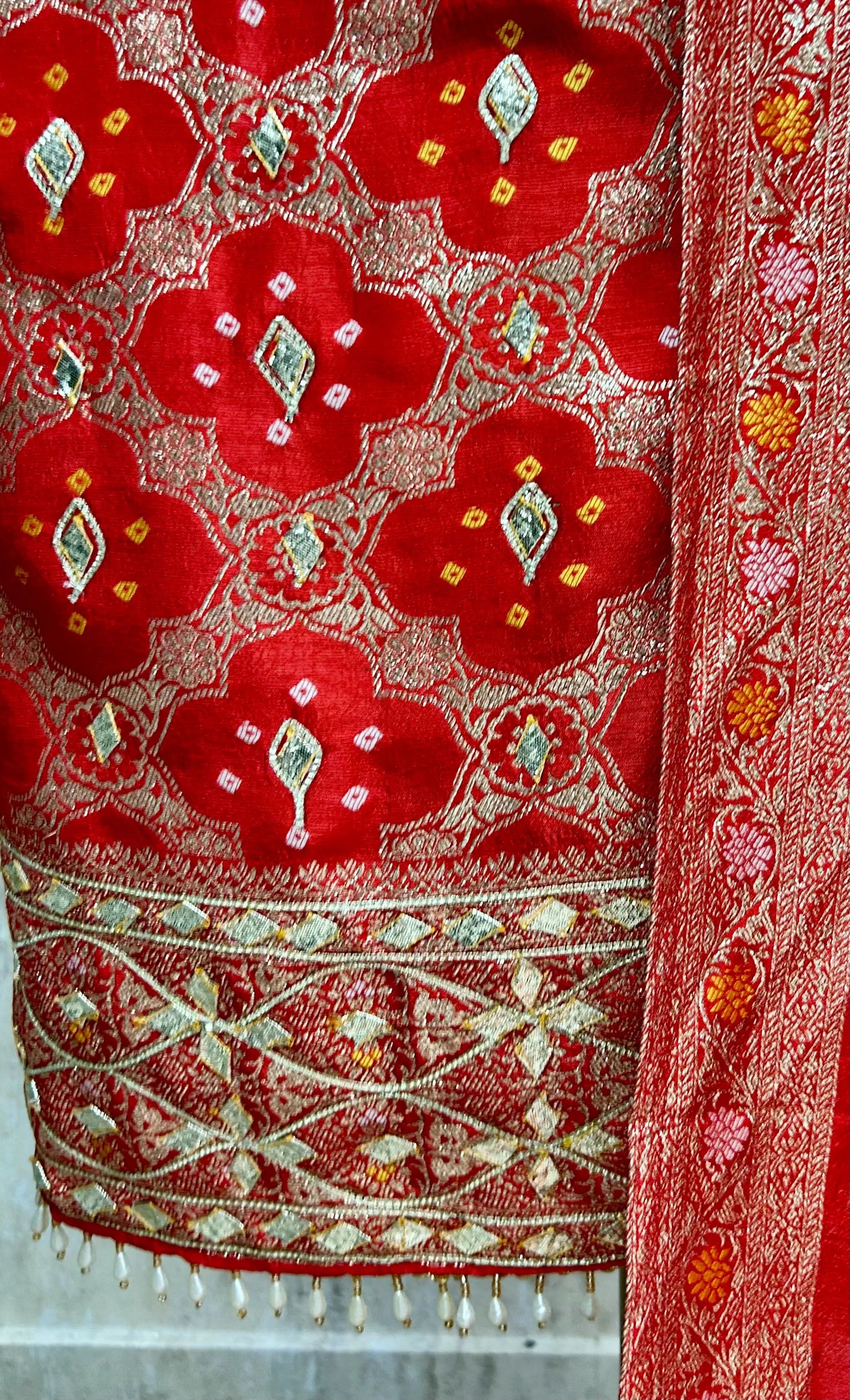 Dola Silk Unstitched Suit Set With Dola Silk Dupatta