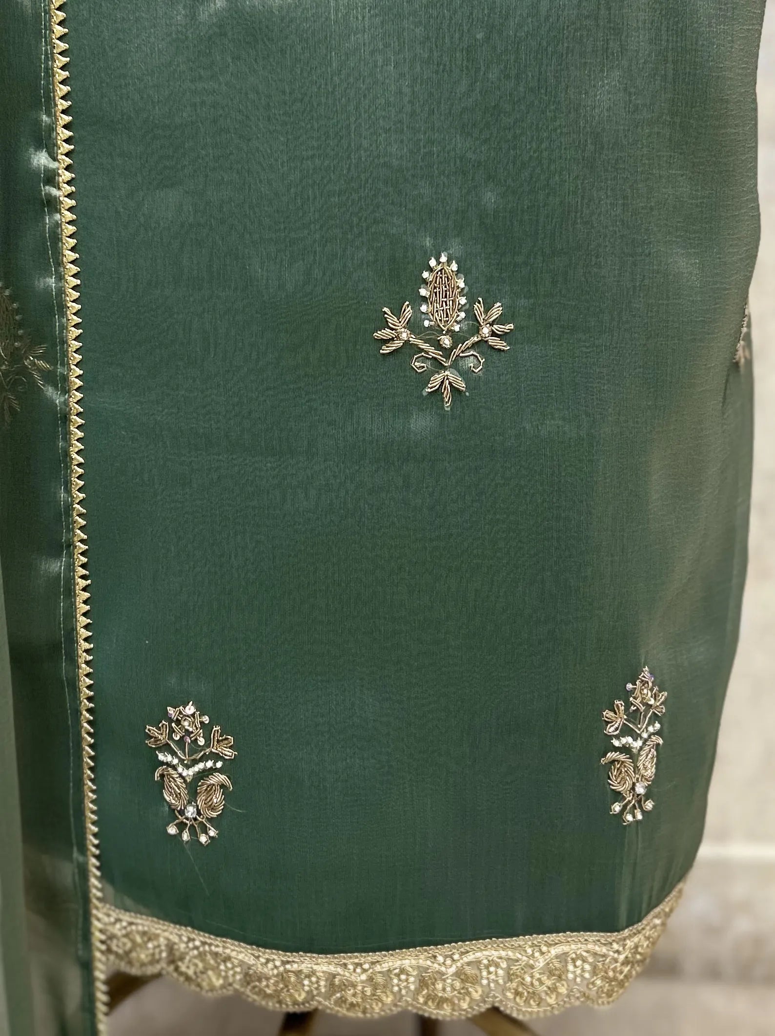 Exquisite Embellished Glass Organza Unstitched Suits