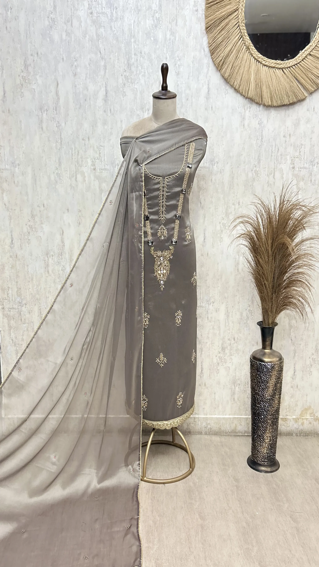 Exquisite Embellished Glass Organza Unstitched Suits