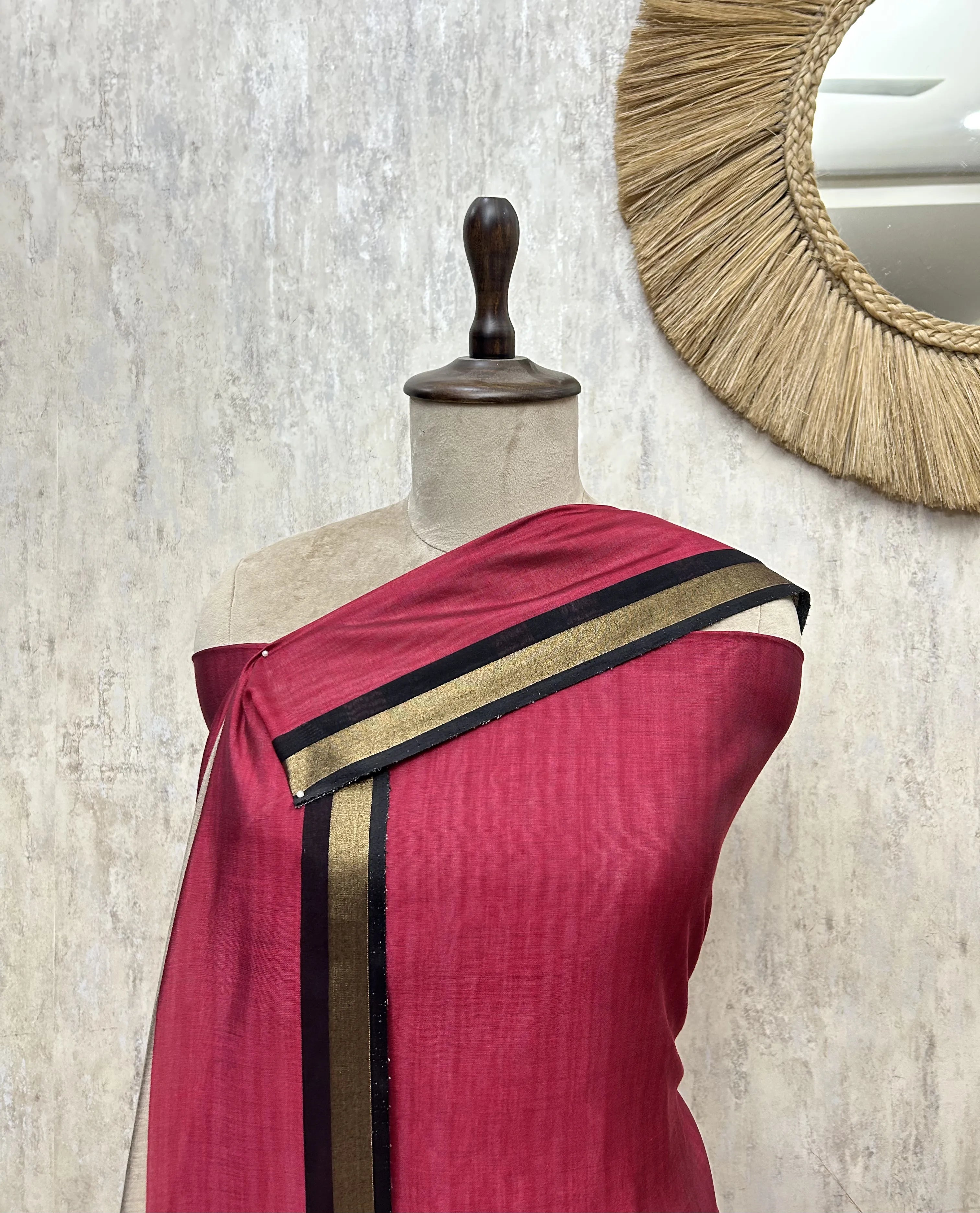 Crimson Border Elegance Maheshwari Unstitched Suit