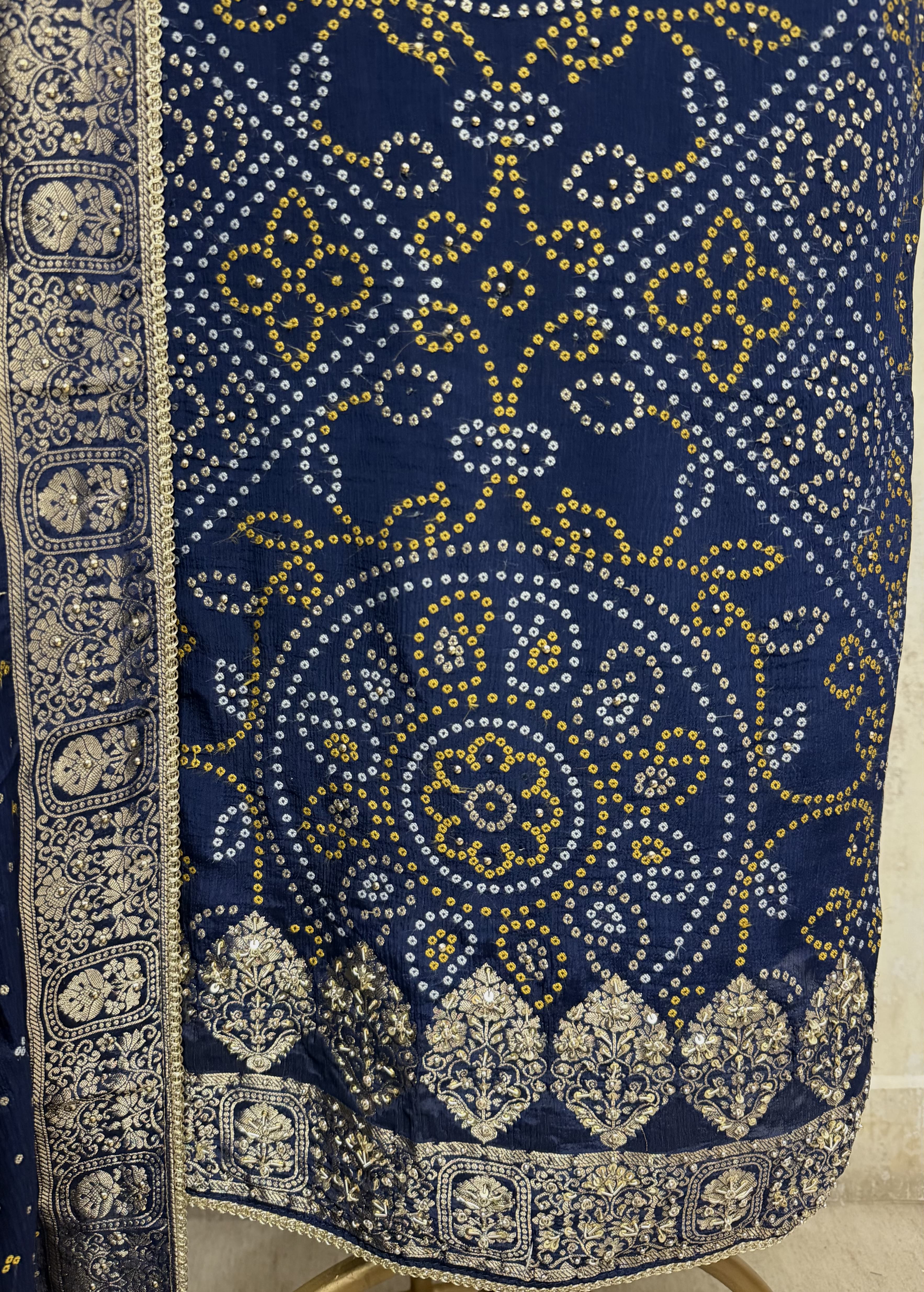 Elegant Bandhani Chinnon Unstitched Suit