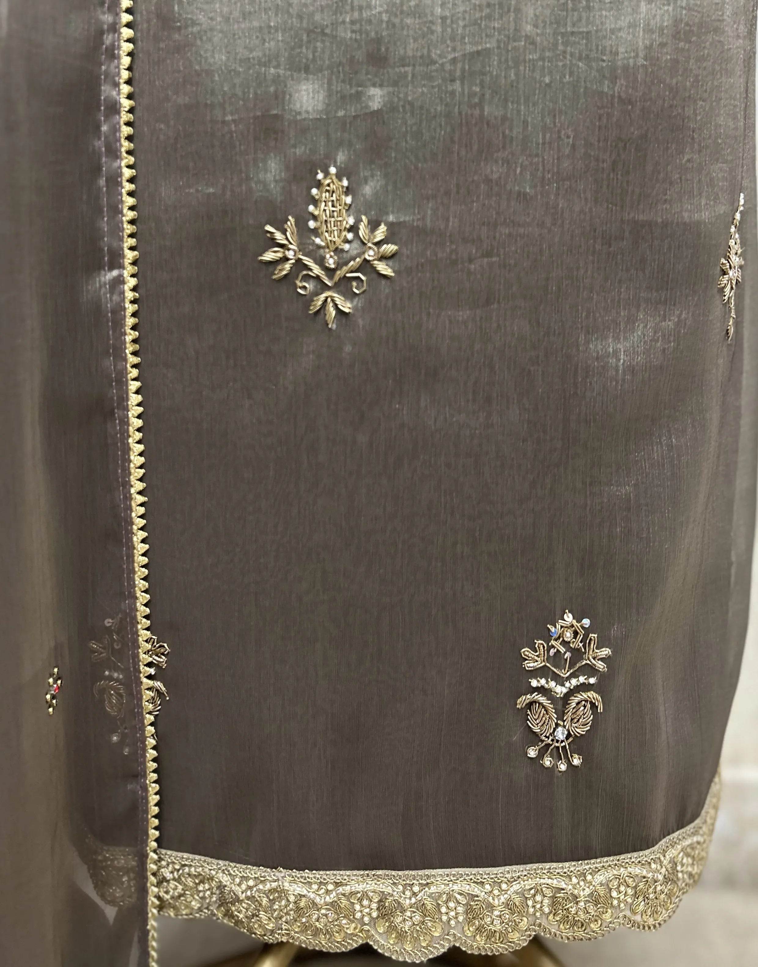 Exquisite Embellished Glass Organza Unstitched Suits