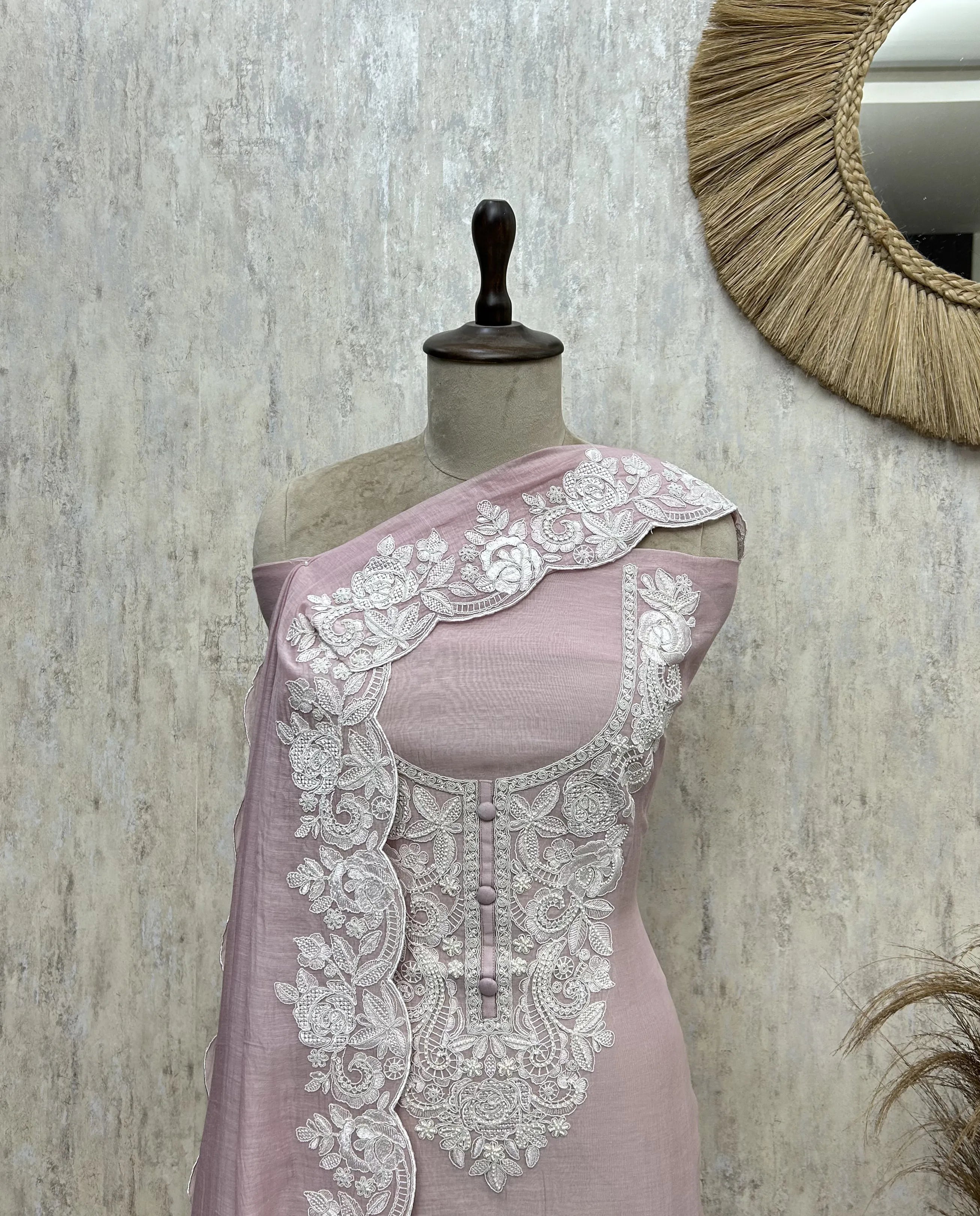 Blush Floral Elegance Mul cotton Unstitched Suit