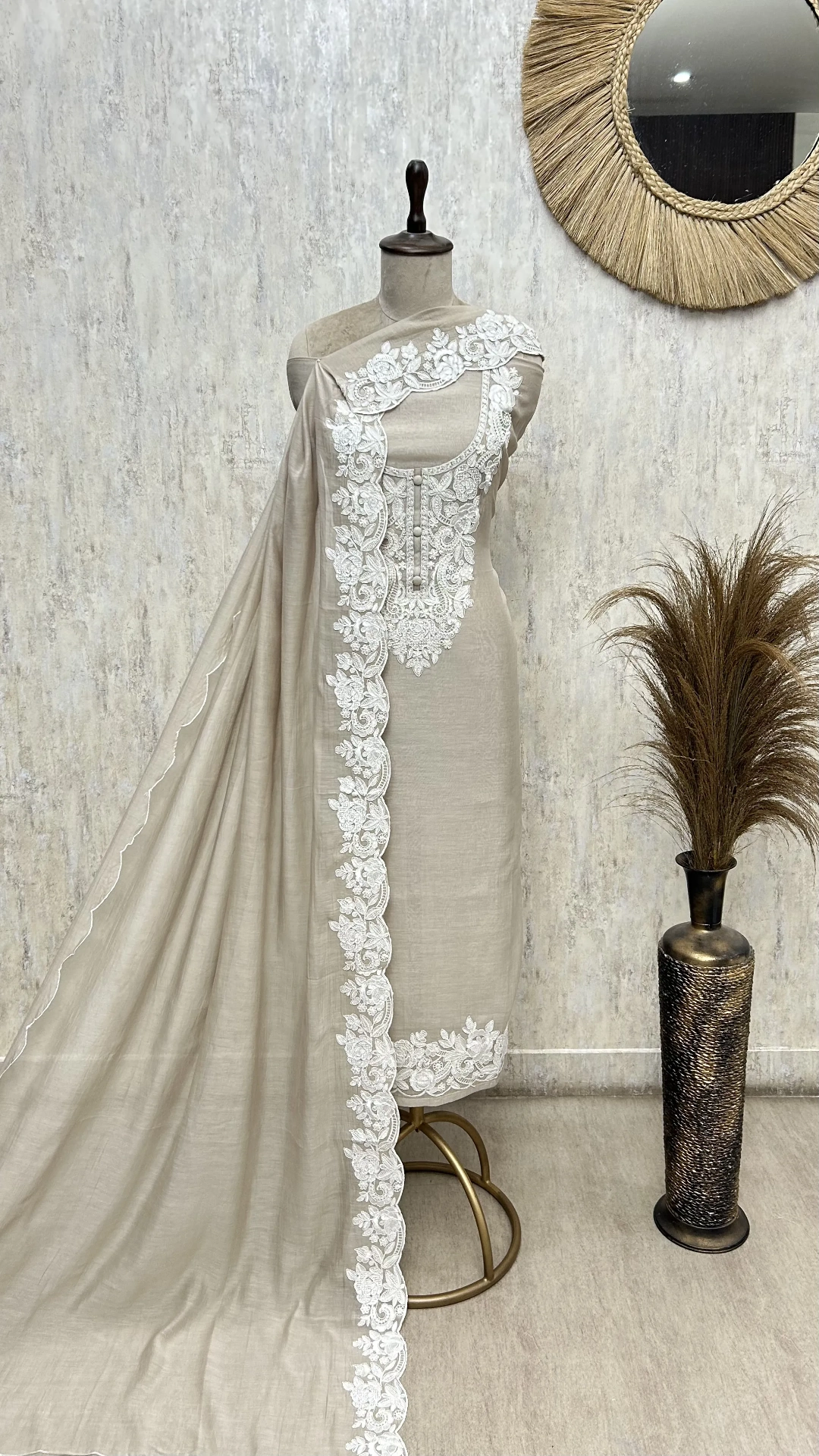 Blush Floral Elegance Mul cotton Unstitched Suit