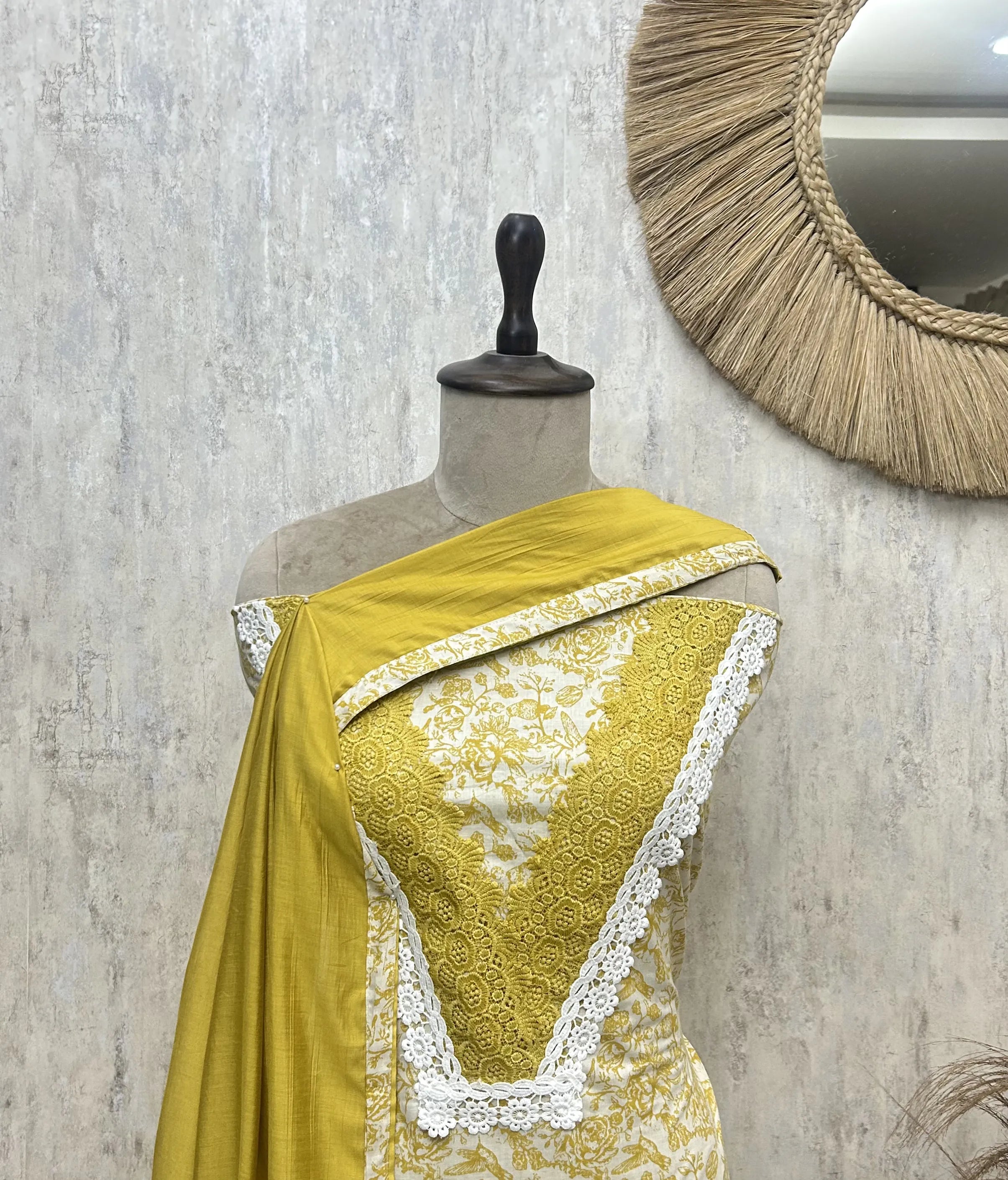Rose Lace Beauty Cotton Unstitched Suit