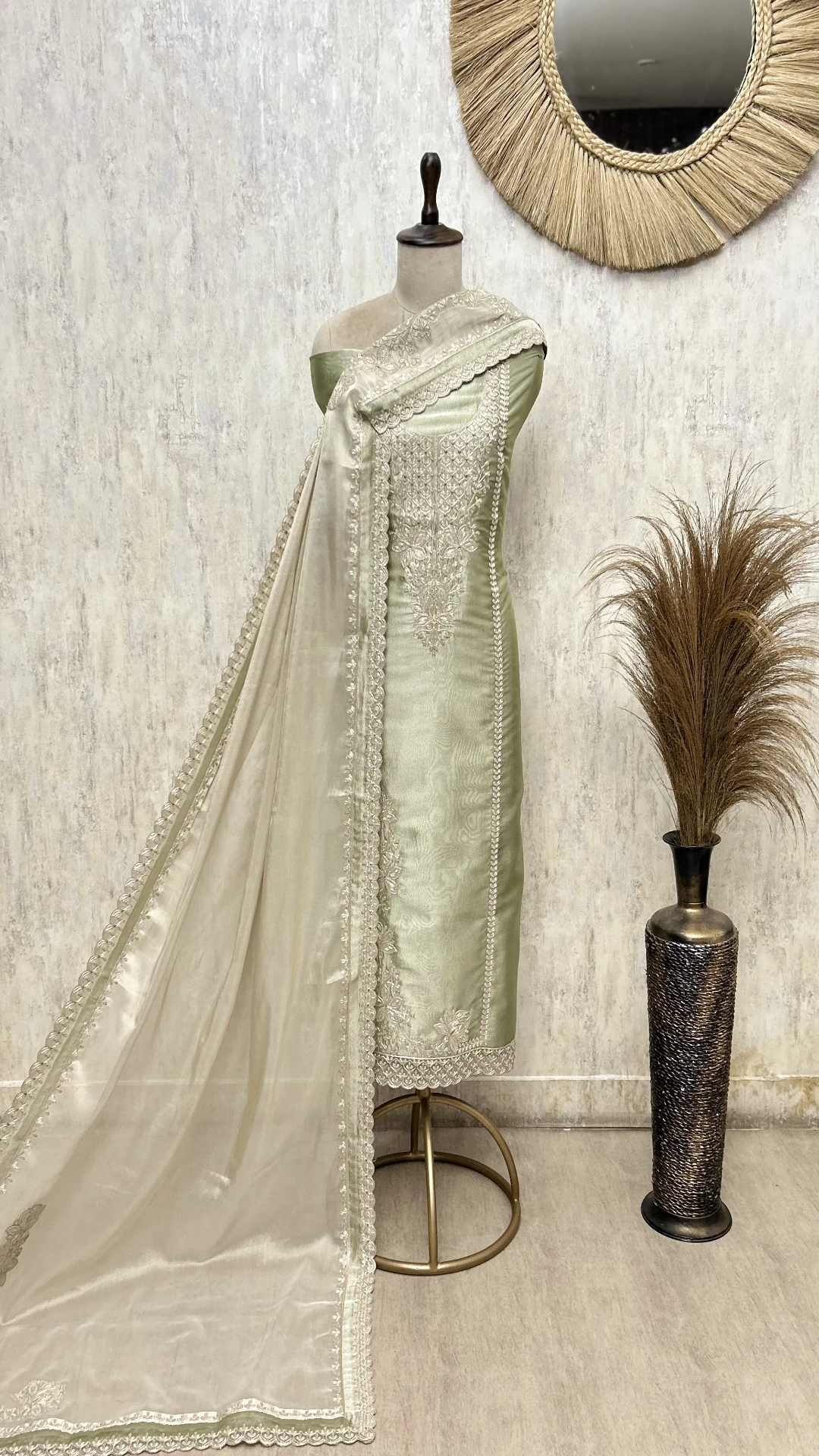 Mesmerising Glass Organza Unstitched Suit