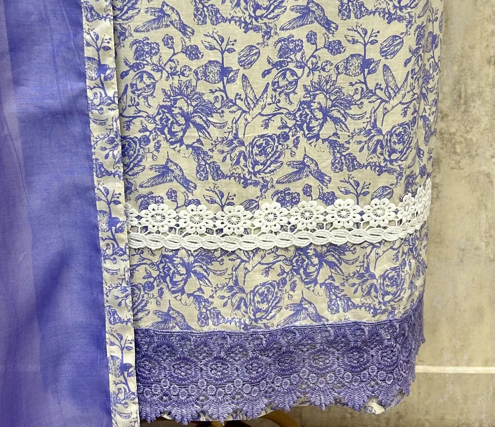 Rose Lace Beauty Cotton Unstitched Suit