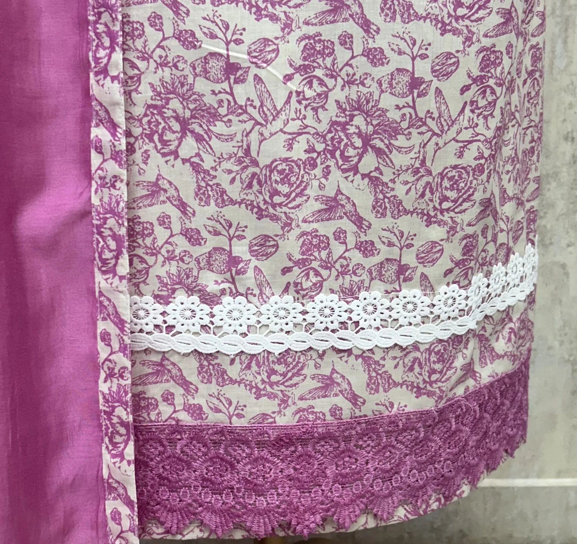Rose Lace Beauty Cotton Unstitched Suit